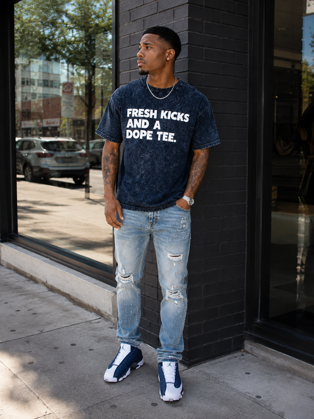 Fresh Kicks Dope Tee (Denim)