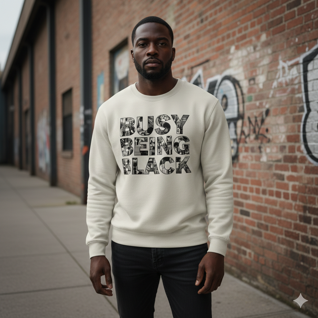 Busy Being Black Crewneck (Black Graffiti)